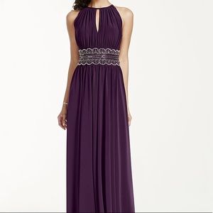 David Bridal Keyhole Beaded Waist Jersey Dress